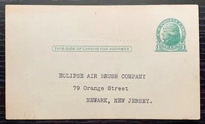 1914 UX27 US POSTAL CARD STATIONARY ECLIPSE AIRBRUSH COMPANY NEWARK NEW JERSEY - Picture 1 of 2