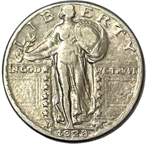 1928-S San Francisco Mint Silver Standing Liberty Quarter 25c Coin Very Fine VF - Picture 1 of 10