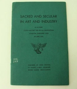 Sacred and Secular in Art and Industry by Eric Gill with wood block print 1949 - Imagen 1 de 11