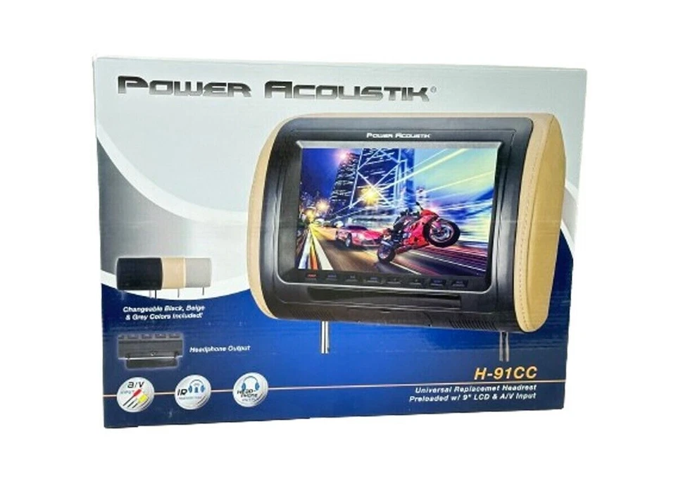 Power Acoustik H-91CC Universal Headrest w/ 9" LCD Monitor 3 ColorsH-91CC - Image 1 of 1