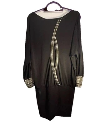 Moda International Y2K Dress Womens SP Black Witchy Embellished Beading Grunge - Image 1 of 4