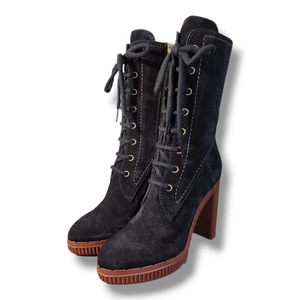 Tod's Brown Suede Altraversione Zip-Up Heel Boots Size 34.5 - Picture 1 of 17