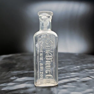Sun Drug Co. Phoenix AZ RARE Antique Embossed Glass Medicine Bottle Druggist - Picture 1 of 7