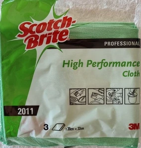 3M Scotch-Brite High Performance Cloth, Microfiber Green 36×32cm x3 units per pk - Imagen 1 de 3