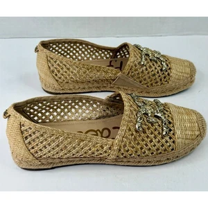 Sam Edelman KHIARA ESPADRILLE SLIP ON Flats Size 8M DARK NATURAL RAFFIA NWT - Picture 1 of 7