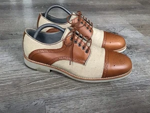 Johnston & Murphy Oxford Dress Shoe Mens 9.5 M Ellington Brown Sheepskin Leather - Picture 1 of 13