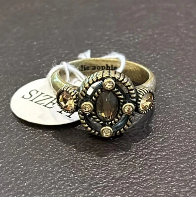 Anillo Antiguo Tono Oro Lia Sophia “Florentino” con Cristales Cortados Talla 11 Foto 1 de 2