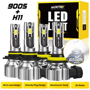 Combo 9005+H11 LED Headlight Super Bright Bulbs Kit White 720000LM High/Low Beam - Foto 1 di 11