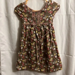 Zoey Girls Brown Floral Short Sleeve Dress Medium  Zipper Back - Brown Lining - Picture 1 of 8