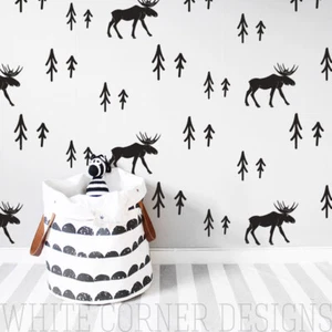 Woodland Wall Decals - Nursery Decals, Forest Decals,Deer Wall Decal ga55 - Picture 1 of 6