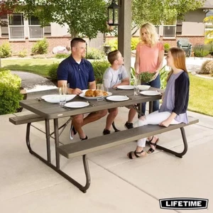 Lifetime 6ft 1.82m Classic Folding Picnic Table Model 60112 in Brown - Picture 1 of 8