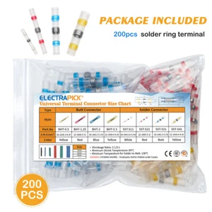 200PCS Waterproof Solder Seal Sleeve Heat Shrink Butt Wire Connectors Terminals - Picture 1 of 12