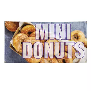 Vinyl Banner Multiple Sizes Mini Donuts Outdoor Advertising Printing A Outdoor - Picture 1 of 7