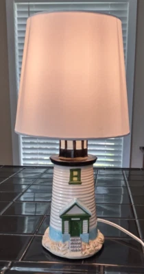 Abajur de mesa de cerâmica farol 16"H praia lago beira-mar decoração cabine náutica - Imagem 1 de 4