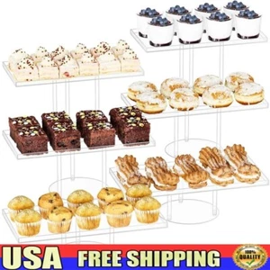6 Tier Acrylic Dessert Display Stand Cupcake Pastry Risers Wedding Party Buffet - Picture 1 of 7