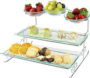 3 Tier Server Stand with Trays Bowls Tiered Serving Platter Perfect for Cake
