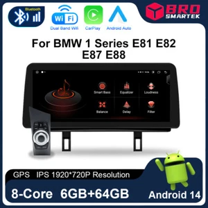 Stereo GPS CarPlay 12,3" 8 core per BMW E81 E82 E87 E88 2006-2012 Android 14 - Foto 1 di 14
