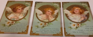 3 Vintage Bible Lesson Verse cards cherub children Bible verse Psalm 23 on back - Picture 1 of 3