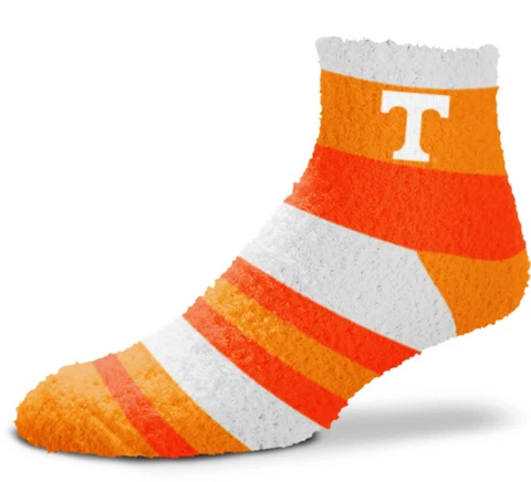 Tennessee Volunteers Orange & White Rainbow Stripe Soft Fuzzy Socks Cover
