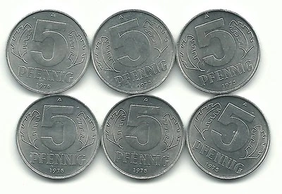 VERY NICE HIGH GRADE AU/UNC LOT 6 1975 GERMANY 5 PFENNIG-GUS189 - Image 1 of 2