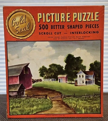 Vintage Gold Seal Picture Puzzle "Minnesota Farmland" by Adolph Dehn 500pc 19x24 - Image 1 of 4
