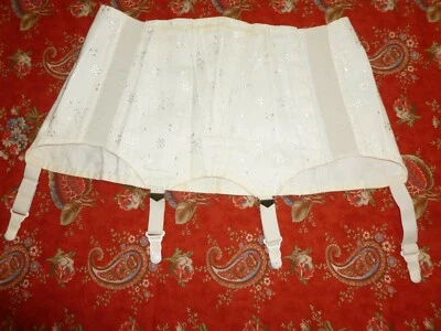 Antique Corset Girdle Brocade Vintage French Boudoir Flapper Garter NOS-#a - Image 1 of 4