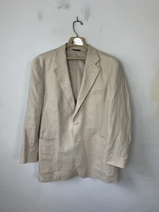 Alan Flusser Men Blazer Medium Beige 100% Linen Wedding Easter Two Button Spring - Picture 1 of 8