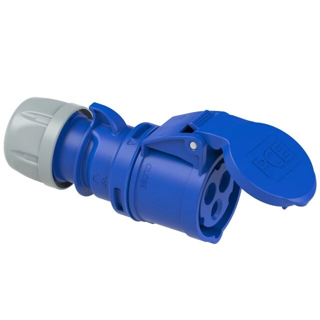PCE Blue 16 Amp 3 Pin 2P+E 240V Female Round Socket 16A Ceeform Commando IP44 - Image 1 of 1