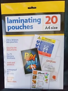 Laminating Pouches 150 Microns (2x75) Thickness A4, A5 or 6"x4" (5 - 20 pouches) - Picture 1 of 12