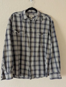 Camisa Ryan Michael Para Hombre Grande Azul Gris A Cuadros Seda Mezcla Algodón Abotonada  - Imagen 1 de 7