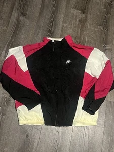 Vintage 80’s 90’s Nike Grey Tag Color Block Windbreaker Jacket L Black Pink - Picture 1 of 6