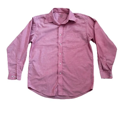 LL Bean Redishy Pink Botton Down Linen Long Sleeve Shirt For Men - M - Image 1 of 4