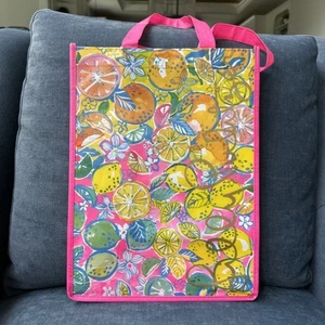 Bolso de Mano LILLY PULITZER Reutilizable Naranja Cítrico Limón Floral para Compras 15x11x7 - Imagen 1 de 3