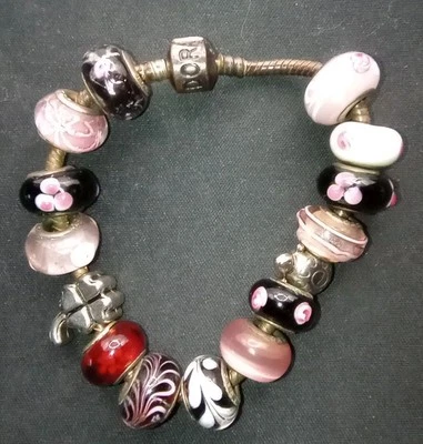 Pulsera Pandora con (13) cuentas de cristal de Murano de plata de ley 925 leer mirar Foto 1 de 4