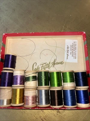 Lot of 15 VTG Silk Thread Wood Spools Belding   Corticelli  Asst Colors - Image 1 of 4