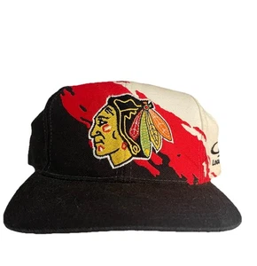 Vintage Logo Athletic Chicago Blackhawks Paint Splash Snapback NHL HOCKEY Rare - Bild 1 von 6