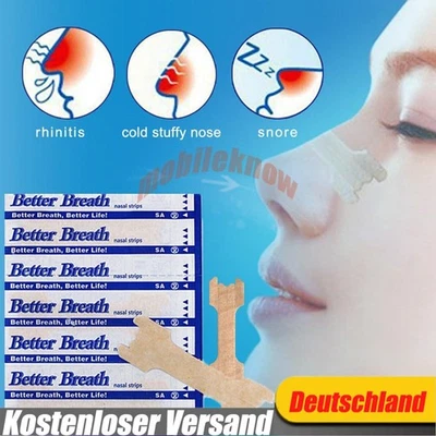 MARKENLOS 100-200X Nasenpflaster Better Breath Nasal Strips Pflaster Besser Schnarchen .