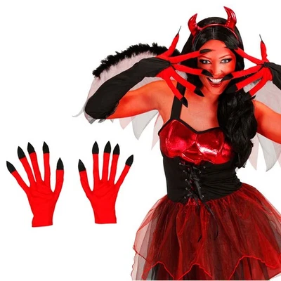Teufel Handschuhe Satan Hände rot Teufelshände Faschingshandschuhe Halloween  - Bild 1 von 3