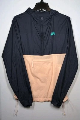 Nike SB Anorak 1/2 Zip Hooded Packable Jacket Mens Size S Pink Blue Lightweight  - Image 1 of 4
