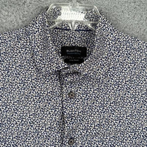 BUGATCHI Shirt Mens Large OOOH Cotton Tech 8 Way Stretch S/S Black Button Up - Picture 1 of 8