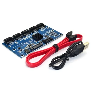 1 To 5 Ports SATA Expansion Card SATA3.0 7PIN Mainboard 6Gbps Riser Card Hub t - Afbeelding 1 van 9