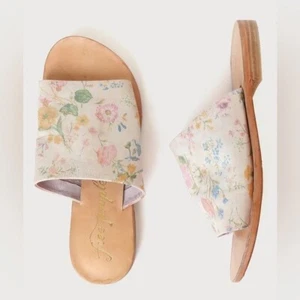 Free People Damengröße 10 Vicente Pantoletten Sandalen mit natürlichem Blumenmuster NEU - Bild 1 von 8