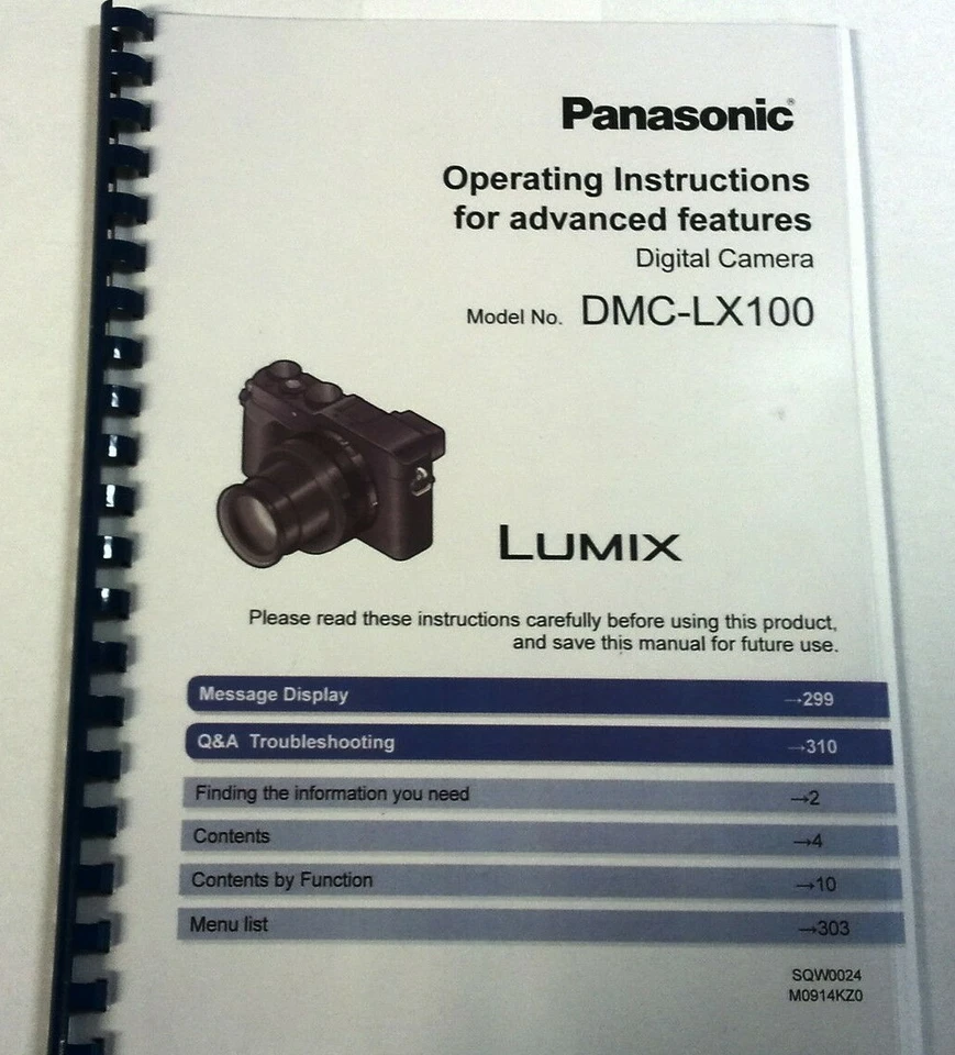 PANASONIC LUMIX DMC-LX100 MANUALE DI ISTRUZIONI STAMPATO GUIDA UTENTE 332 PAGINE A5