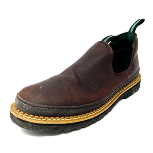 GEORGIA GIANT Chelsea Boots Mens 14M Brown Leather Slip On Work Casual Boy Shoes - Picture 1 of 8