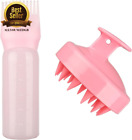 Root Comb Applicator Bottle with Scalp Massager Shampoo Brush Hair Coloring Pink