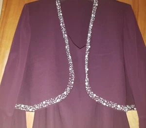 Schönes 2-teiliges Kleid Größe 18 W dunkelpflaume - Bild 1 von 12