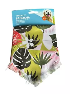 Dog Bandana Scarf Collar Summer Floral Leaf Print 1 Size Small + 1 Size M/Large - Picture 1 of 4
