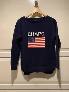 Chaps By Ralph Lauren Navy Blue Sweater Flag Women’s Small Please read Descr - Picture 1 of 19