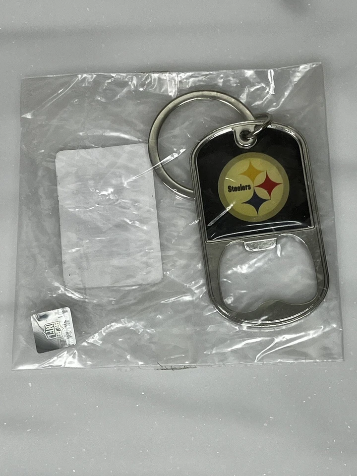 2 NFL Pittsburgh Steelers Keychain Bottle Openers. Dog Tag Style. - Image 1 of 4