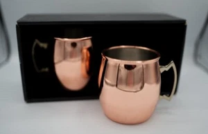 set of 2 stainless steel Copper Plated mug Moscow Mule cup - Picture 1 of 5